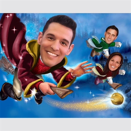 Custom Caricature from Photos for A Harry Portter Theme,by myDaVinci - myDaVinci